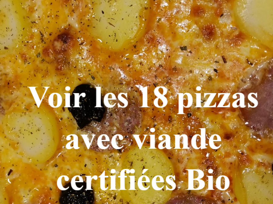 Voir les 18 pizzas à la viande certifiées Bio